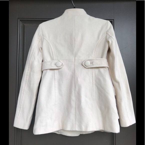 Zara Cream Wool Pea Coat size XS - Picture 3 of 14